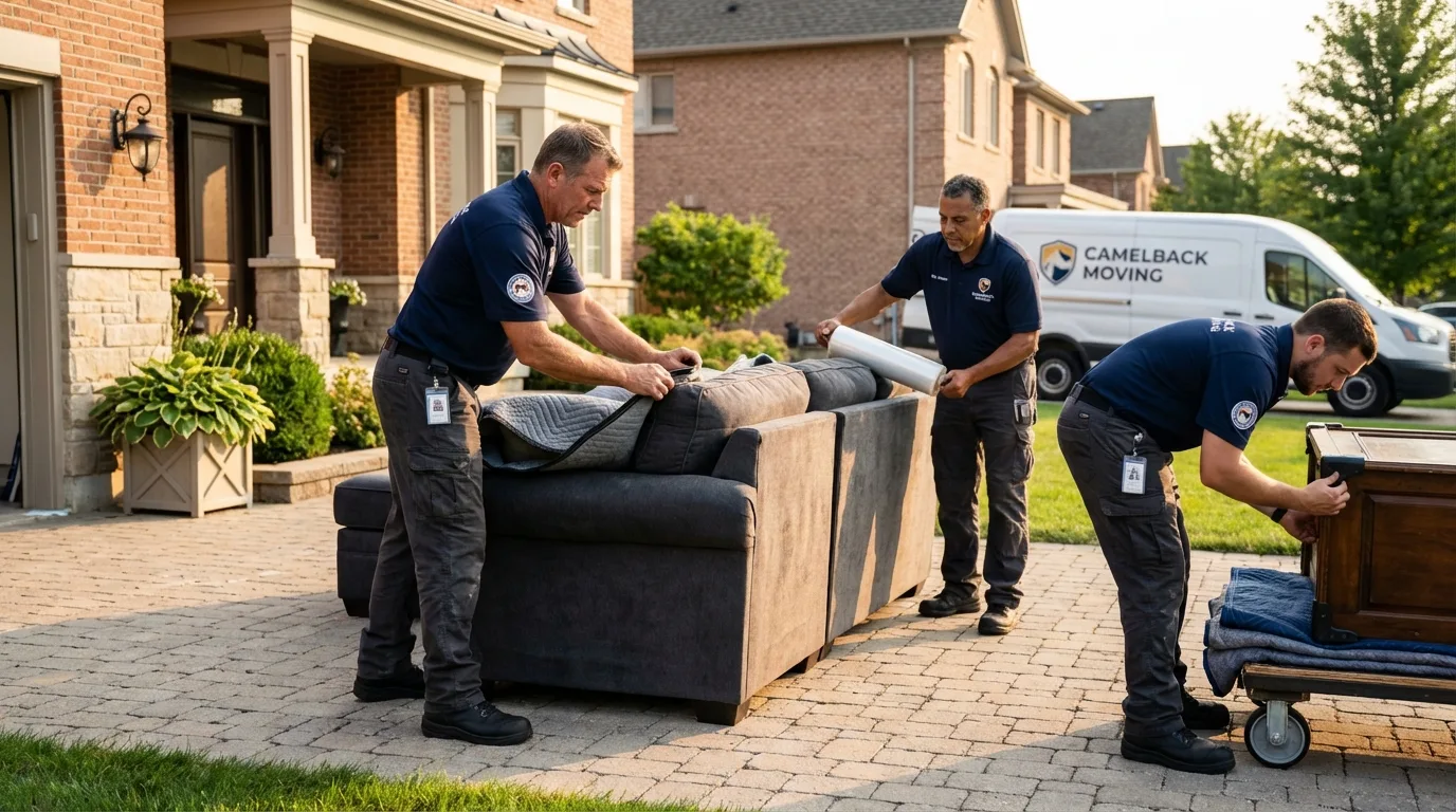 Large estate moving crew wrapping furniture in Lynwood, CA